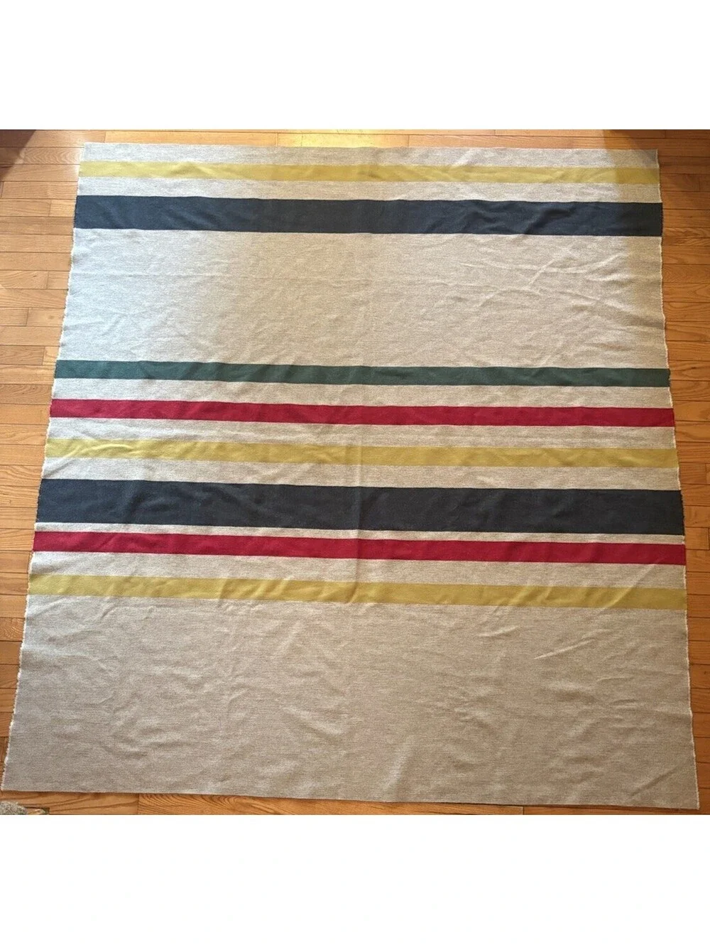 Vintage Wool Camp Blanket Striped 64x70” Hudson Bay/Pendleton Style Cabin Decor